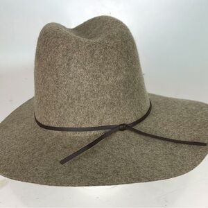 Banana Republic S/M Felt Panama Hat Heathered Oatmeal Wool Wide Brim Brown Band